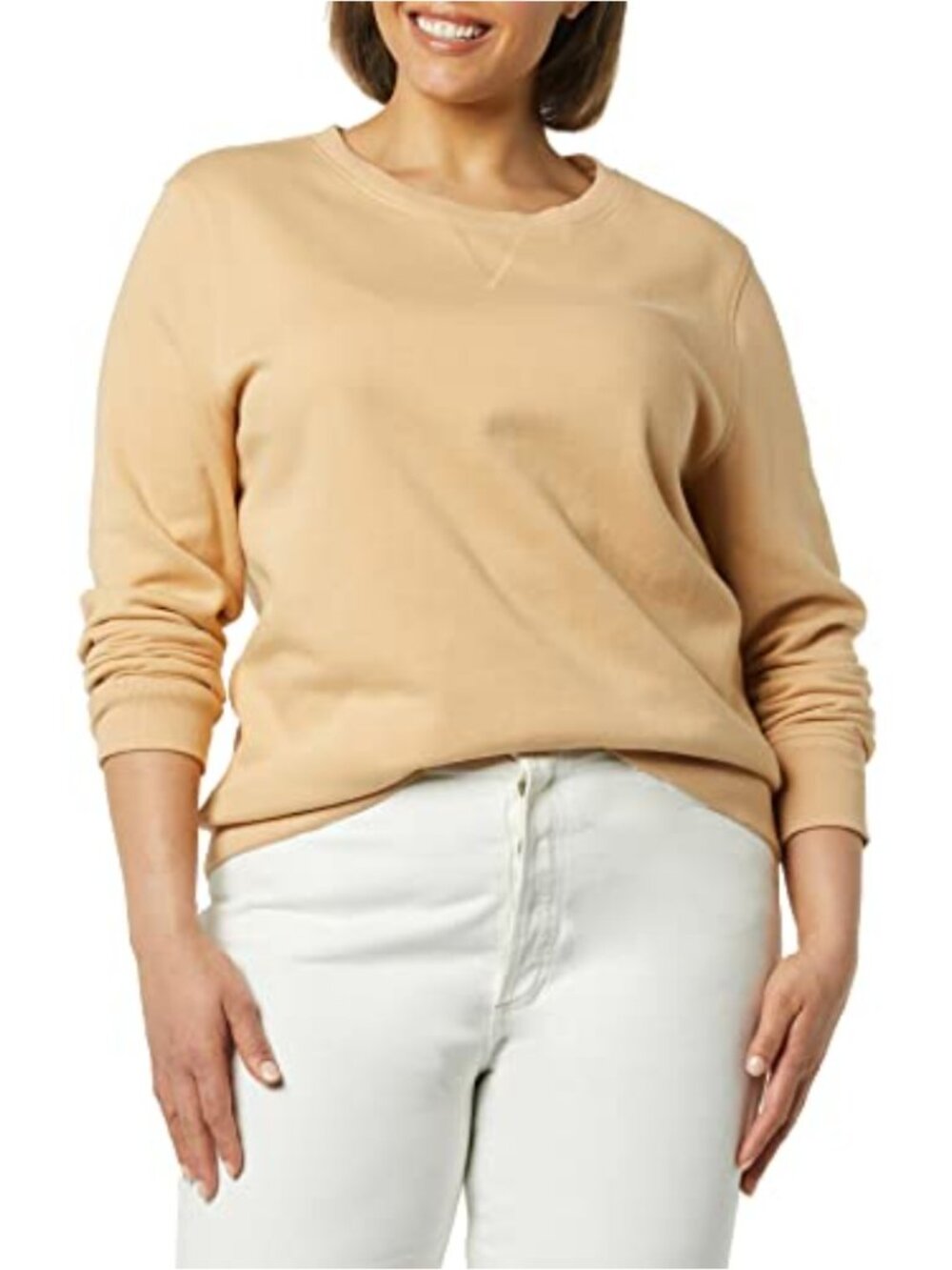 Cozy Brushed Fleece Crewneck Pullover Sweatshirt Long Sleeve Regular Fit
